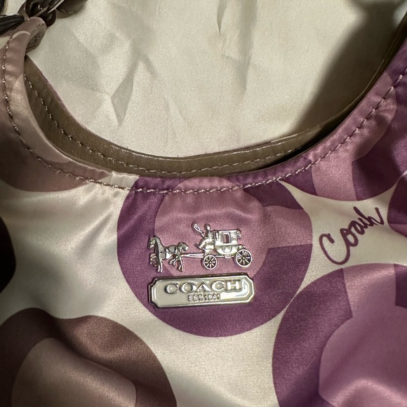 Vintage Coach initial shoulder bag - cream, taupe and purple. - Picture 2 of 7